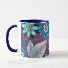 Vibrant Blommigt Fantasy på Deep Lila Canvas Mugg