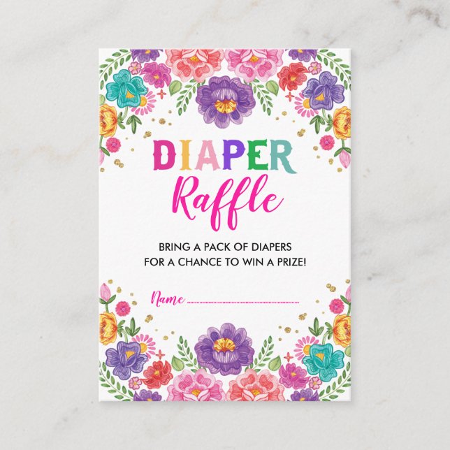 Vibrant Blommigt Fiesta Diaper Raffle Baby Shower Tilläggskort (Framsida)