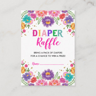 Vibrant Blommigt Fiesta Diaper Raffle Baby Shower Tilläggskort