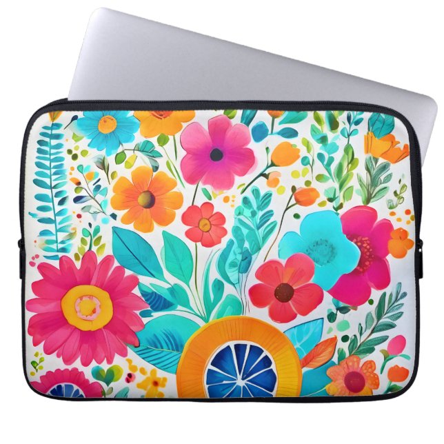 Vibrant Blommigt Fiesta Laptop Fodral (Framsidan)