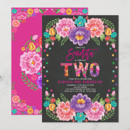 Vibrant Blommigt Fiesta Senorita Girl 2nd Birthday Inbjudningar