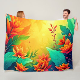 Vibrant Blommigt för Abstrakt Beauty Fleecefilt