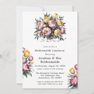 Vibrant Blommigt Harmony Bridesmaids Luncheon Inbjudningar