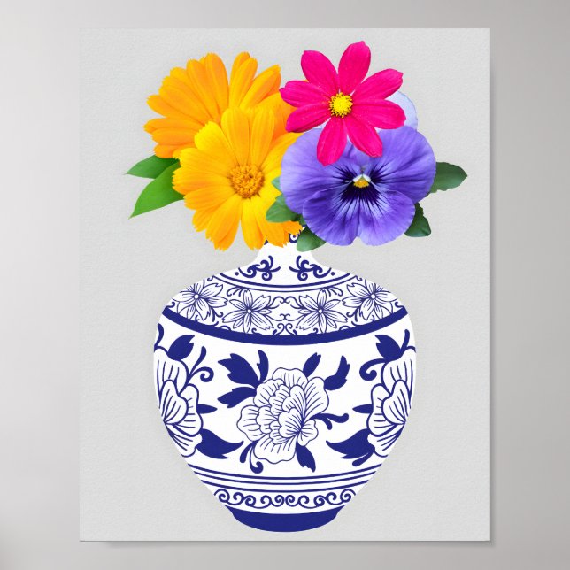 Vibrant Blommigt Harmony Poster (Framsidan)