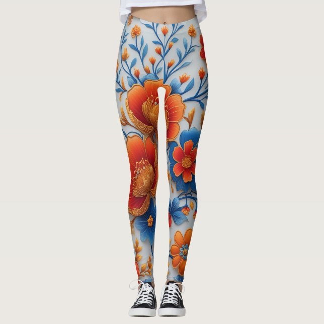 🌸 Vibrant Blommigt Leggings - Fet & Snyggt 🌿 (Framsida)
