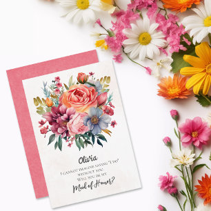 Vibrant Blommigt Maid of honor Frieri Inbjudningar