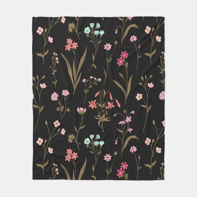 Vibrant Blommigt Medley Fleece Blanket (Framsidan)