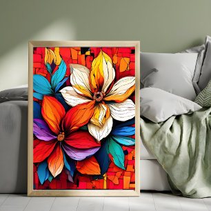 Vibrant Blommigt Mosaic Fototryck