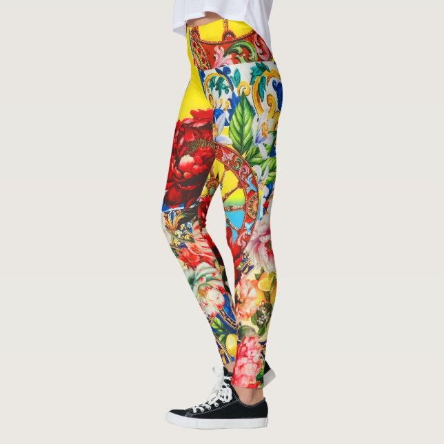 Vibrant Blommigt och Baroque Mönster Dolce Legging (Vänster)