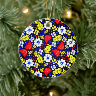 Vibrant Blommigt Retro Ceramic Ornament