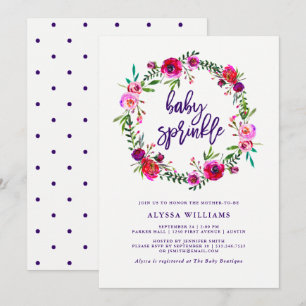 Vibrant Blommigt Sprinkle-inbjudan till Baby Inbjudningar