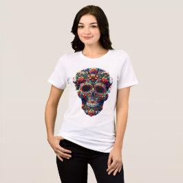 Vibrant Blommigt Sugar Skull T Shirt
