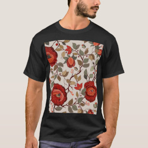 Vibrant Blommigt Tapet: Handritad Mönster T Shirt