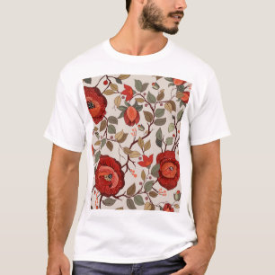 Vibrant Blommigt Tapet: Handritad Mönster T Shirt