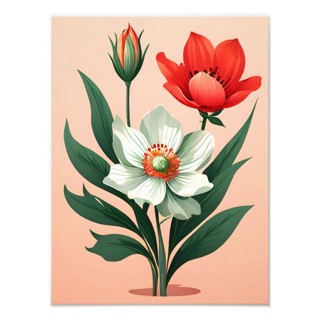 Vibrant Blommigt Trio Fototryck (Framsidan)