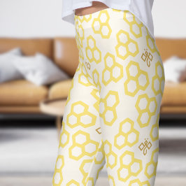 Vibrant Blommigt White Honung Home Mönster Leggings