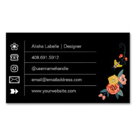 Vibrant Blommigt Wildblommor & Honungsbin Magnetiska Visitkort