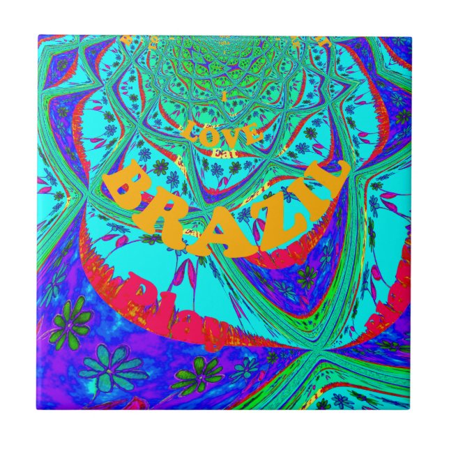 Vibrant Blommönster: Brasiliansk tribute Eat Kärle Kakelplatta (Framsidan)