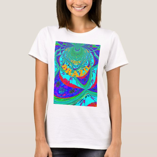 Vibrant Blommönster: Brasiliansk tribute Eat Kärle Tee Shirt (Framsida)