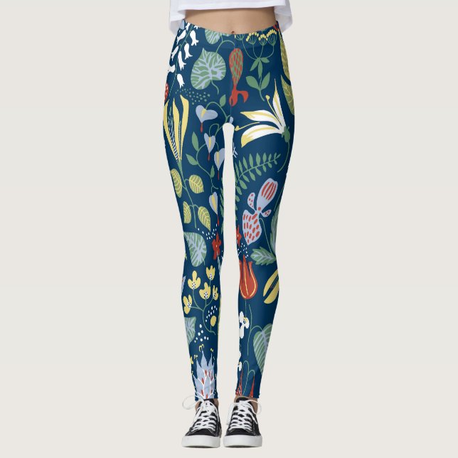Vibrant Blommönster Leggings (Framsida)