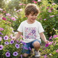 Vibrant Blommönster Lila Rosa Blåa blommor