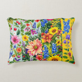 Vibrant blommönster med solros och dahlia prydnadskudde