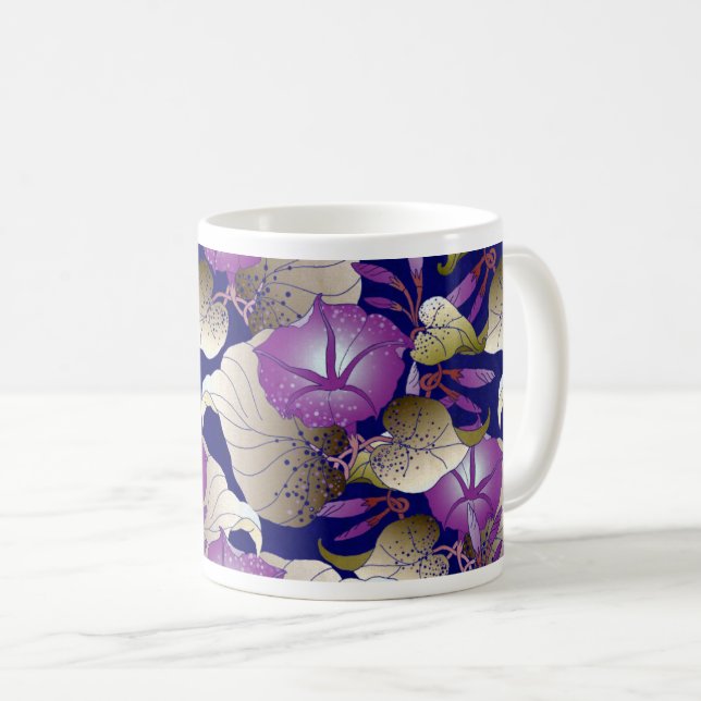 Vibrant Blommönster och Elegant - bakgrund Kaffemugg (Framsida höger)