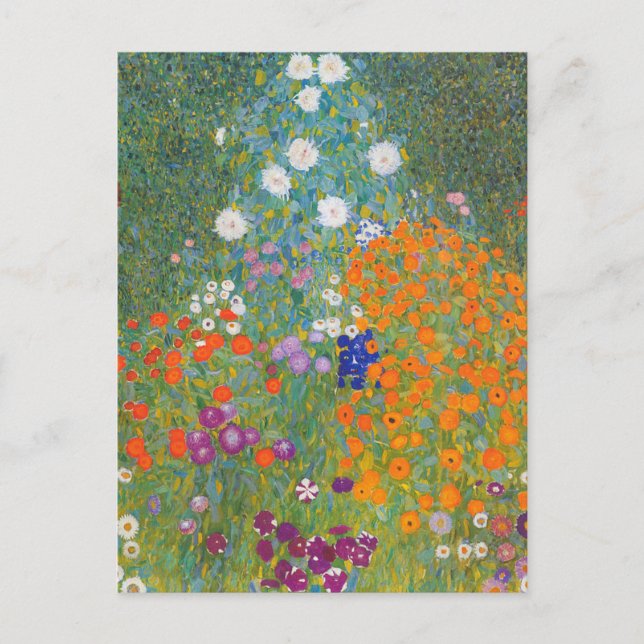 Vibrant Blomsterträdgård - Gustav Klimt Vykort (Framsida)