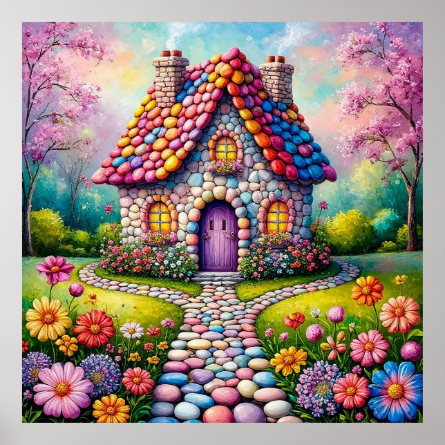 Vibrant Blomsterträdgård Poster (Framsidan)