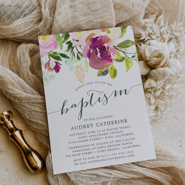 Vibrant Bloom | Baptism-inbjudan Inbjudningar (Skapare uppladdad)