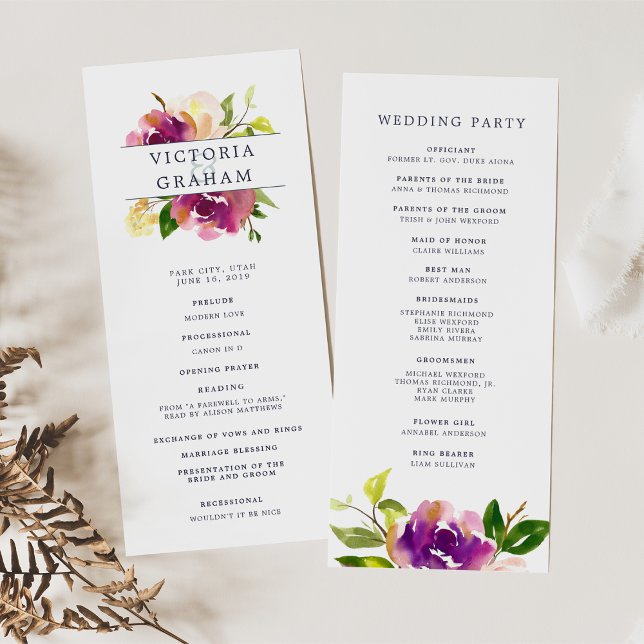Vibrant Bloom Bröllop Ceremony-programmet Program (Skapare uppladdad)