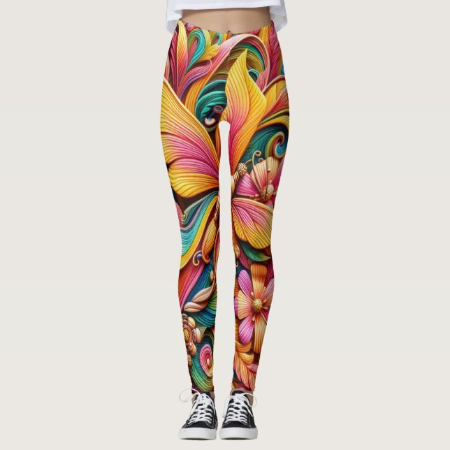 Vibrant Bloom Capri Leggings (Framsida)