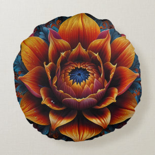 Vibrant Bloom: En symfoni med Färg Rund Kudde