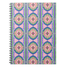 Vibrant Bloom Kaleidoscope: Pink & Emerald Mandala Anteckningsbok