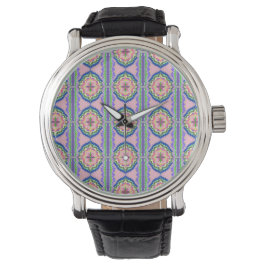 Vibrant Bloom Kaleidoscope: Pink & Emerald Mandala Armbandsur