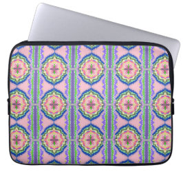 Vibrant Bloom Kaleidoscope: Pink & Emerald Mandala Laptop Fodral