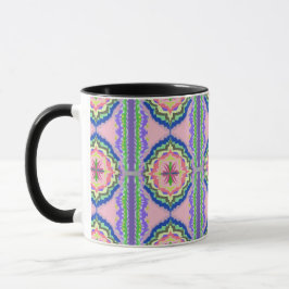 Vibrant Bloom Kaleidoscope: Pink & Emerald Mandala Mugg