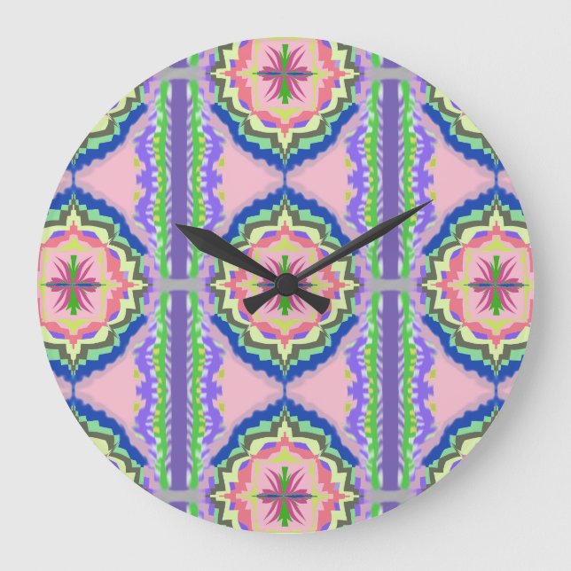 Vibrant Bloom Kaleidoscope: Pink & Emerald Mandala Stor Klocka (Framsida)
