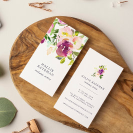 Vibrant Bloom | Lodrät Modern Blommigt i vattenfär Visitkort