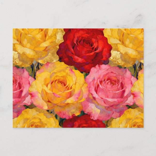Vibrant Blooming Roses Vykort (Framsida)