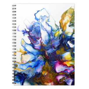 Vibrant Blue Abstrakt Fluid Art Agate Drawstring B Anteckningsbok