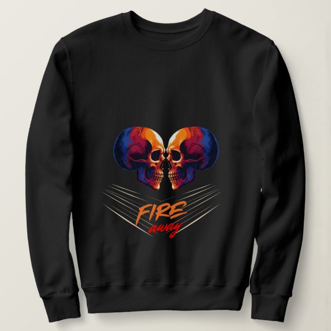 Vibrant Blue and Orange Twin Skulls Graphic T Shirt (Design framsida)