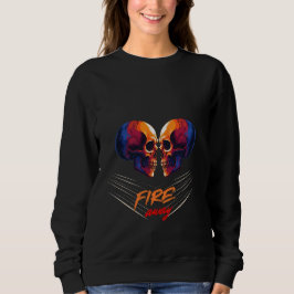 Vibrant Blue and Orange Twin Skulls Graphic T Shirt