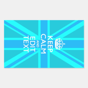 Vibrant Blue Aqua Behålla Lugn Din textunion Rektangulärt Klistermärke