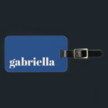 Vibrant Blue Bold Typography Personlig Namn Bagagebricka<br><div class="desc">Resa i stil med den här personligen bagagetaggen som har en modern minimalistisk utformning. Eleganten serif namn står mot en pulserande blå bakgrund, skapar en chic och ett tidlöst utseende. Perfekt för resenärer som reser ofta, professioneller i företag, studenter och semesterfirare som lätt vill identifiera sina säckar. Baksidan innehåller utrymme...</div>
