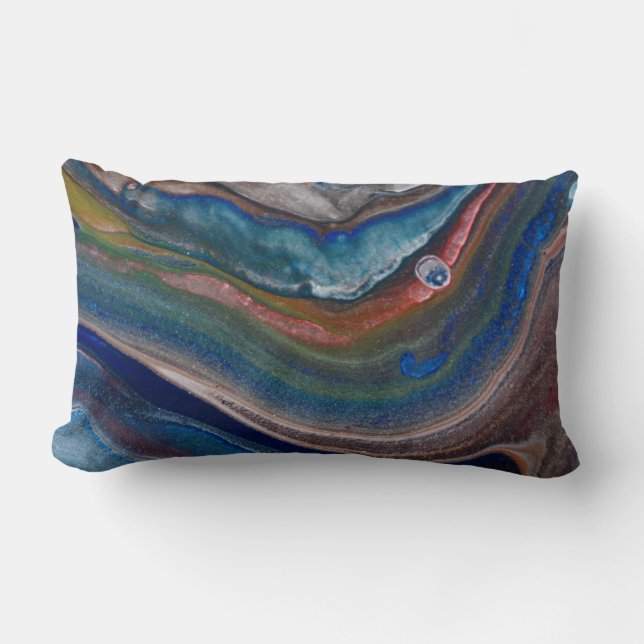 Vibrant Blue Copper Metallic Fluid Liquid Swirls Lumbarkudde (Framsida)