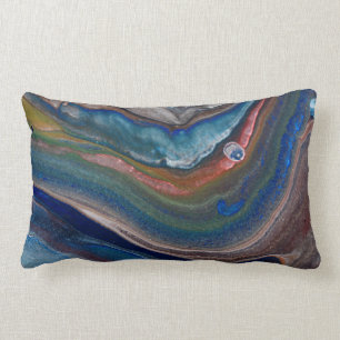 Vibrant Blue Copper Metallic Fluid Liquid Swirls Lumbarkudde