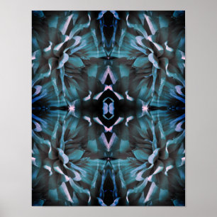 Vibrant Blue Dahlia Flower Abstrakt Art Poster