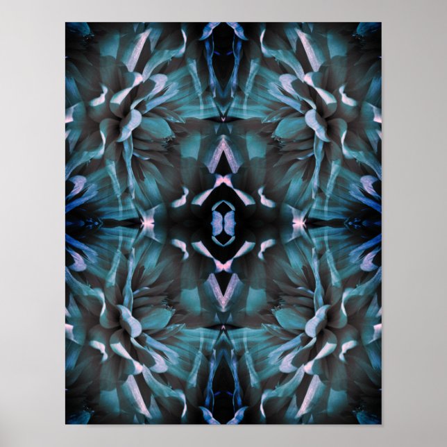 Vibrant Blue Dahlia Flower Abstrakt Art Poster (Framsidan)