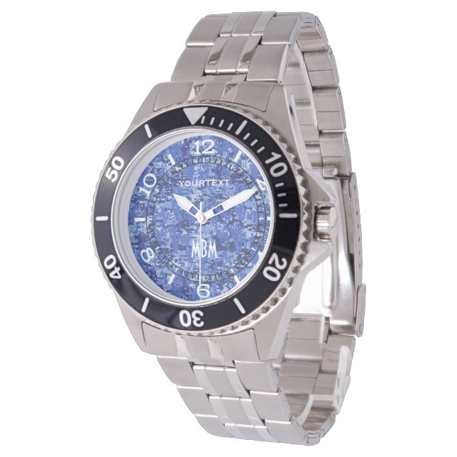 Vibrant Blue Digital Camo Camouflage Dial Armbandsur (Vinklad)